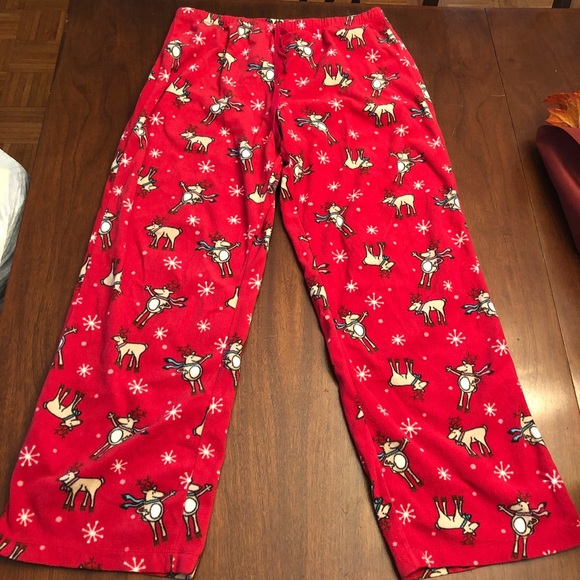 Fleece Red Reindeer Pajama Pants 